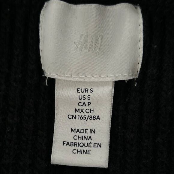 HM Chunky Knit Striped QuarterZip Sweater Black & White Nautical Ribbed Pullover - Picture 5 of 6